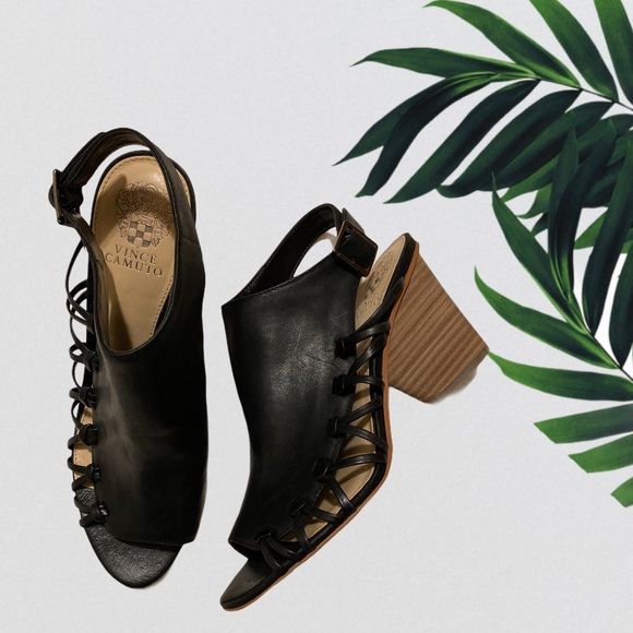 Vince Camuto Leather Slingback Block Heels - Picture 3 of 6